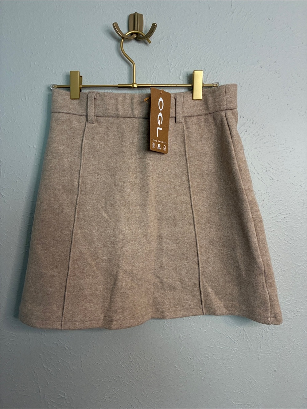 OGL Women's Beige A-Line Skirt